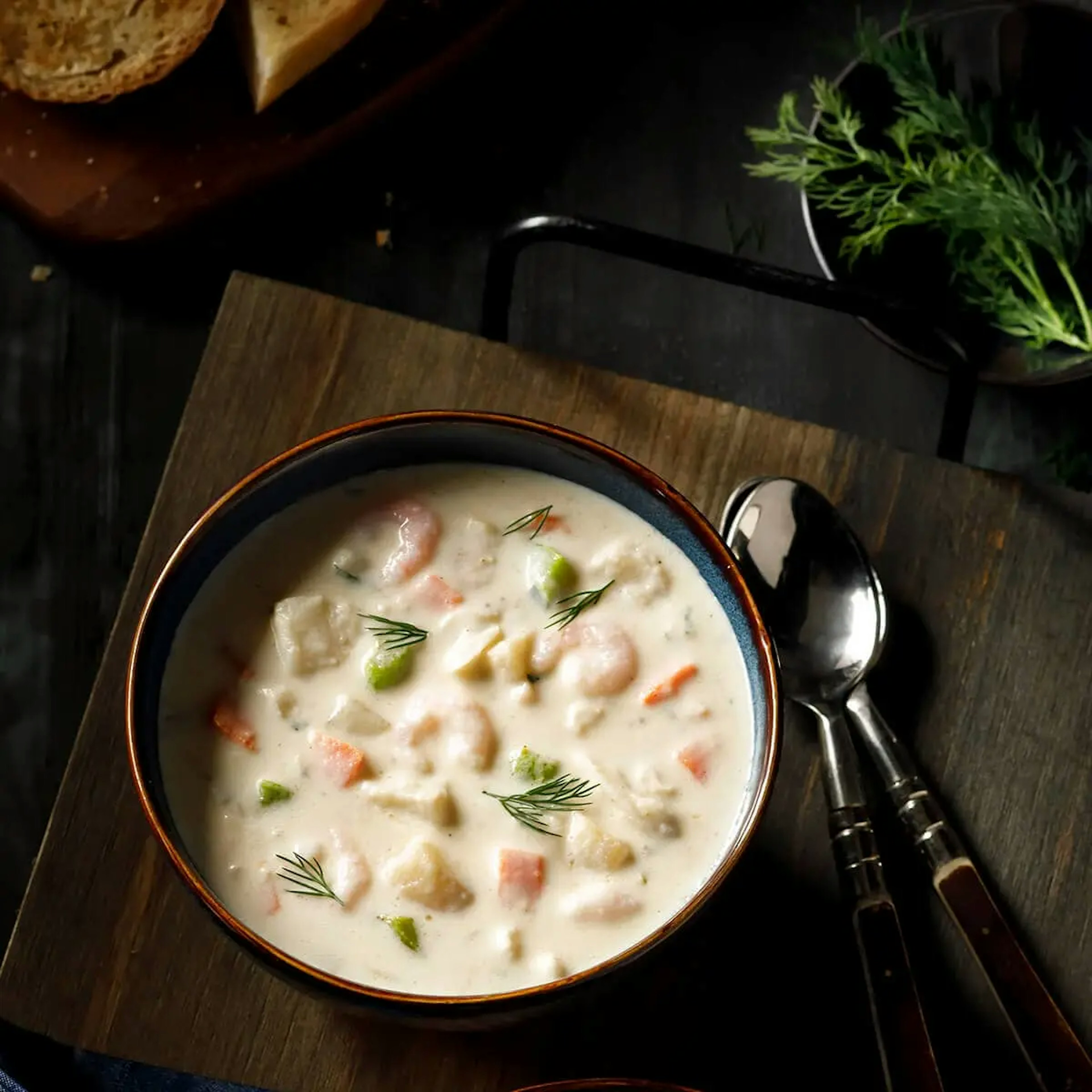 Seafood and Potato Chowder Recipe Card