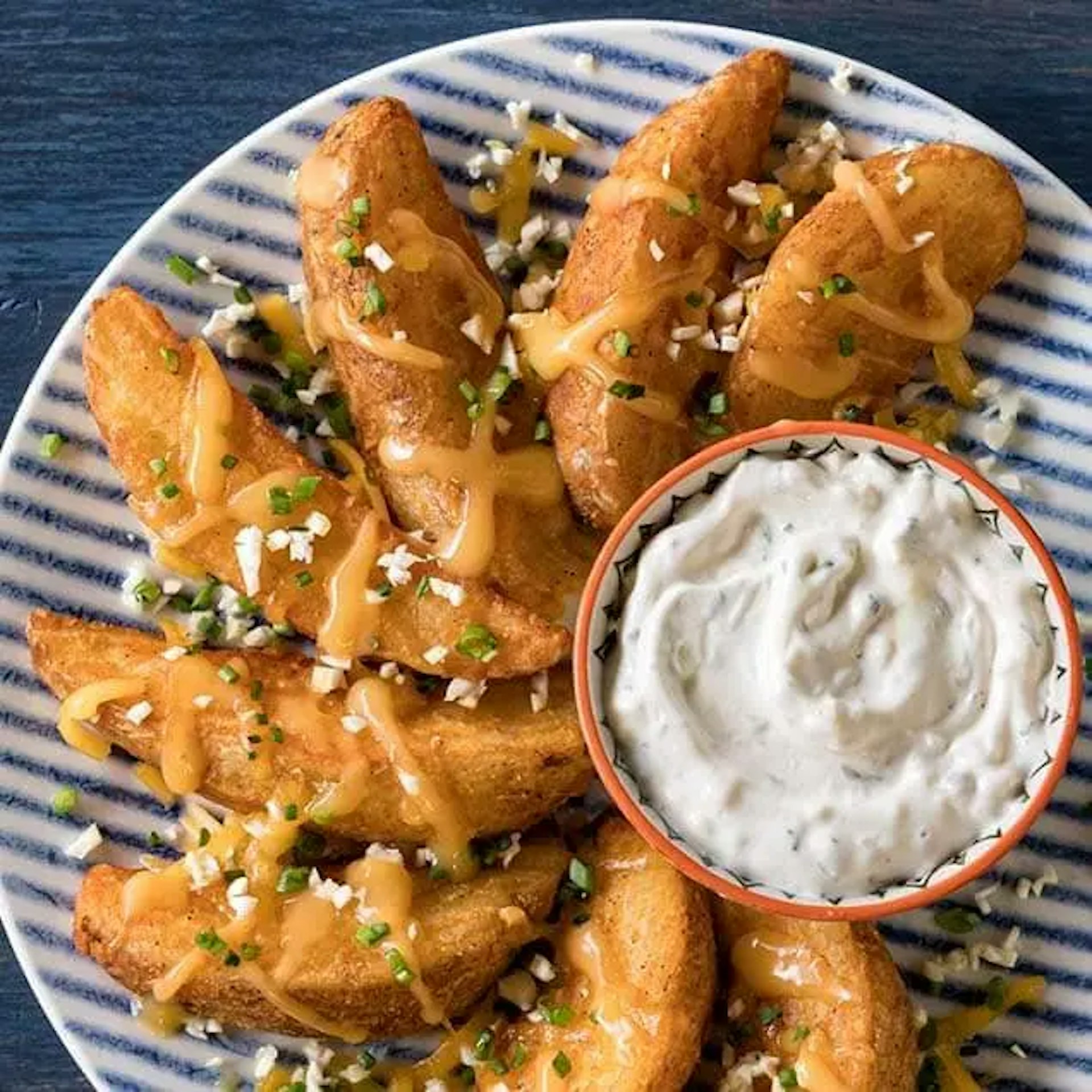 Garlic Cheesy Wedge Fry Recipe Card