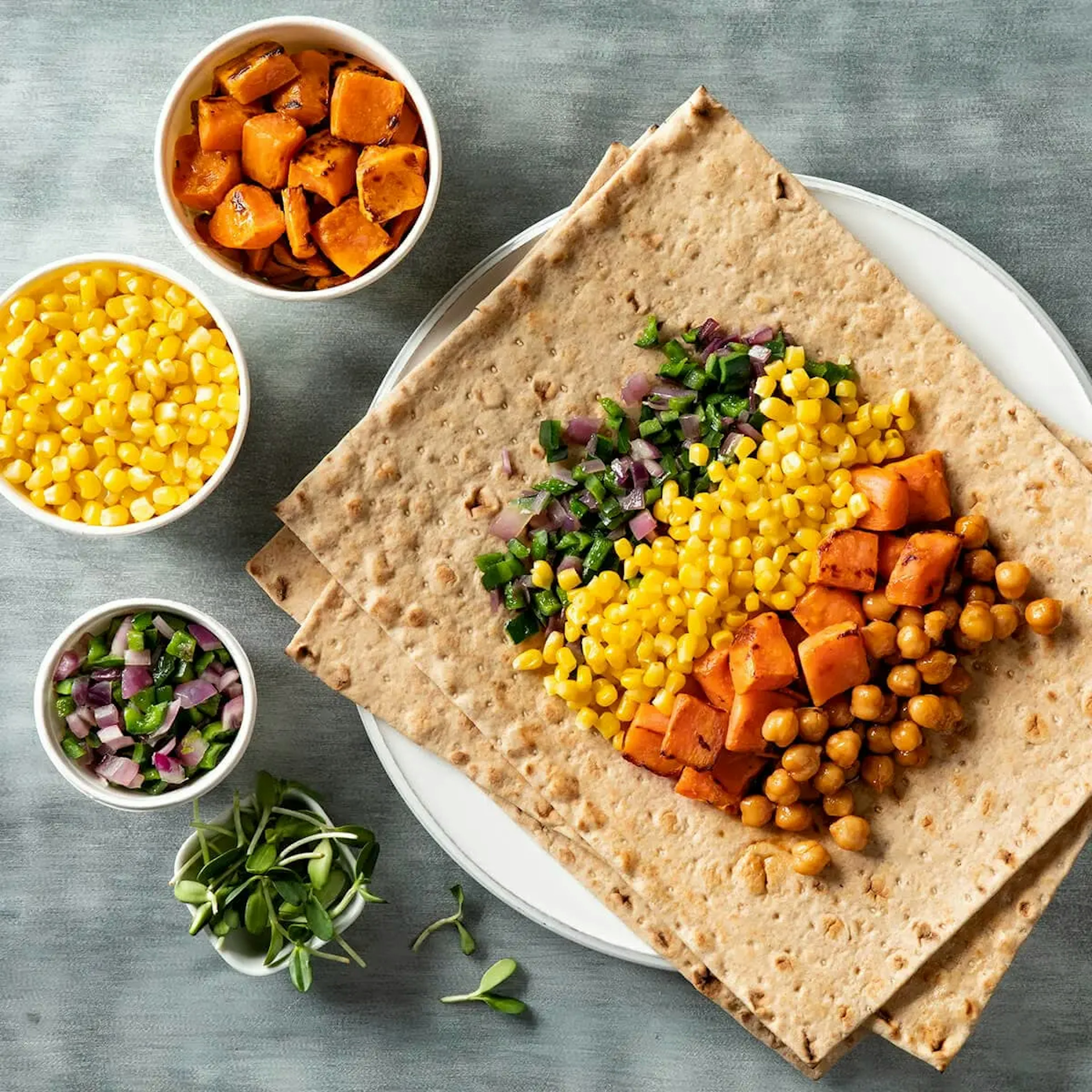 Roasted Sweet Potato Chickpea BBQ Wraps Recipe Card